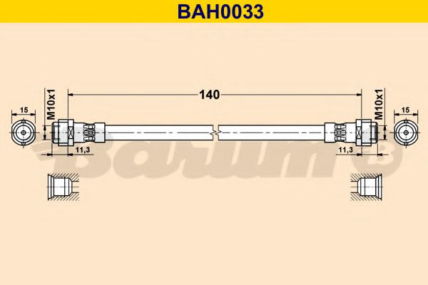 BARUM BAH0033 Тормозной шланг для SKODA FABIA (Шкода Фабиа) BARUM BAH0033 Тормозной шланг для SKODA FABIA (Шкода Фабиа)