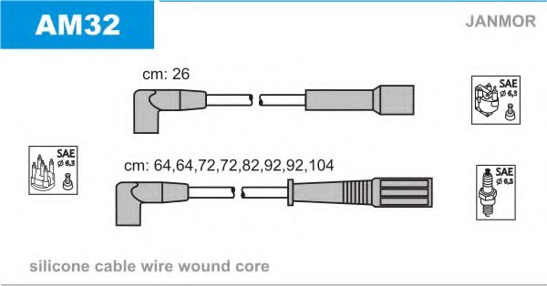 JANMOR AM32 Комплект проводов зажигания для CHEVROLET VERANEIO (Шевроле Vэранэио) JANMOR AM32 Комплект проводов зажигания для CHEVROLET VERANEIO (Шевроле Vэранэио)