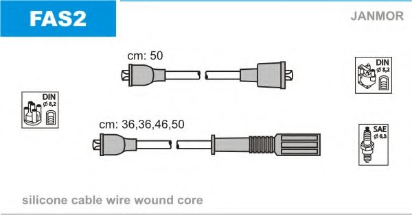 JANMOR FAS2 Комплект проводов зажигания для DAF (Даф) JANMOR FAS2 Комплект проводов зажигания для DAF (Даф)
