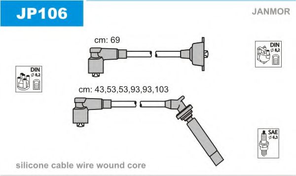 JANMOR JP106 Комплект проводов зажигания для HONDA LEGEND I (Хонда Лэгэнд и) JANMOR JP106 Комплект проводов зажигания для HONDA LEGEND I (Хонда Лэгэнд и)