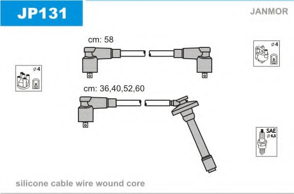 JANMOR JP131 Комплект проводов зажигания для TOYOTA CARINA E (Тойота/тоета Карина е) JANMOR JP131 Комплект проводов зажигания для TOYOTA CARINA E (Тойота/тоета Карина е)