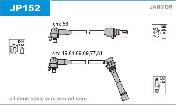 JANMOR JP152 Комплект проводов зажигания для LEXUS ES (Лексус Эс) JANMOR JP152 Комплект проводов зажигания для LEXUS ES (Лексус Эс)