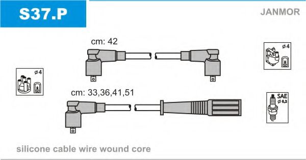 JANMOR S37.P Комплект проводов зажигания для SKODA (Шкода) JANMOR S37.P Комплект проводов зажигания для SKODA (Шкода)
