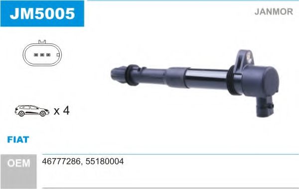 JANMOR JM5005 Катушка зажигания для FIAT STILO MULTI (Фиат Стило мульти) JANMOR JM5005 Катушка зажигания для FIAT STILO MULTI (Фиат Стило мульти)