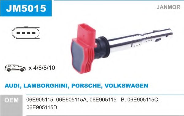 JANMOR JM5015 Катушка зажигания для AUDI Q7 (Ауди Кью 7) JANMOR JM5015 Катушка зажигания для AUDI Q7 (Ауди Кью 7)