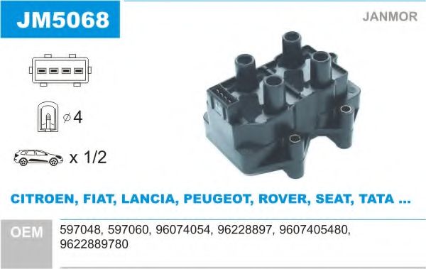 JANMOR JM5068 Катушка зажигания для CITROËN XSARA PICASSO (CитроËн Ксара пикассо) JANMOR JM5068 Катушка зажигания для CITROËN XSARA PICASSO (CитроËн Ксара пикассо)