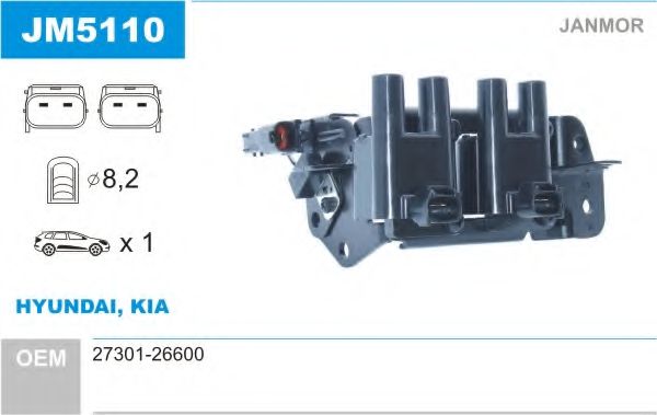JANMOR JM5110 Катушка зажигания для HYUNDAI ELANTRA (Хендай Элантра) JANMOR JM5110 Катушка зажигания для HYUNDAI ELANTRA (Хендай Элантра)