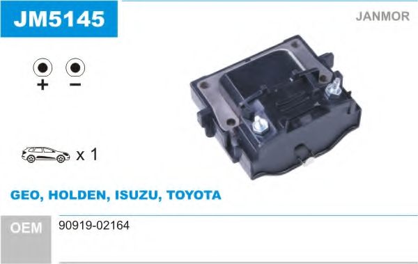 JANMOR JM5145 Катушка зажигания для TOYOTA COROLLA FX (Тойота/тоета Cоролла инфинити фх) JANMOR JM5145 Катушка зажигания для TOYOTA COROLLA FX (Тойота/тоета Cоролла инфинити фх)