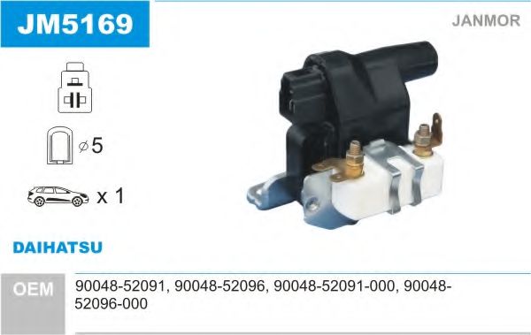 JANMOR JM5169 Катушка зажигания для DAIHATSU (Дайхатсу) JANMOR JM5169 Катушка зажигания для DAIHATSU (Дайхатсу)