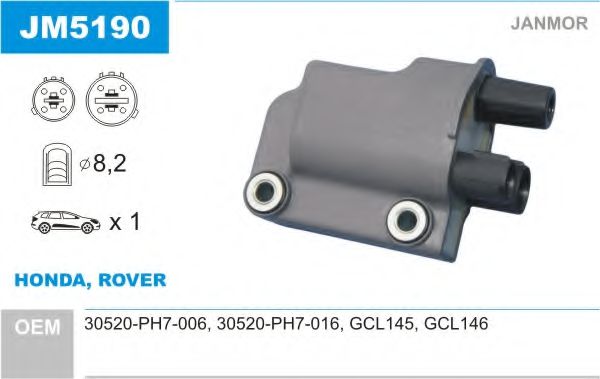 JANMOR JM5190 Катушка зажигания для HONDA LEGEND I (Хонда Лэгэнд и)