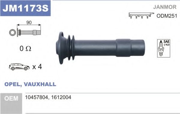 JANMOR JM1173S Вилка, катушка зажигания для OPEL VITA C (Опель Vита c) JANMOR JM1173S Вилка, катушка зажигания для OPEL VITA C (Опель Vита c)