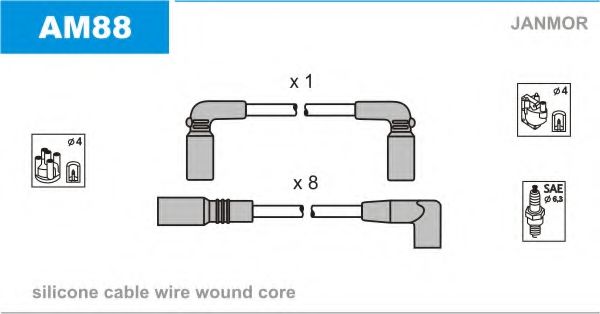 JANMOR AM88 Комплект проводов зажигания для CHEVROLET VERANEIO (Шевроле Vэранэио) JANMOR AM88 Комплект проводов зажигания для CHEVROLET VERANEIO (Шевроле Vэранэио)