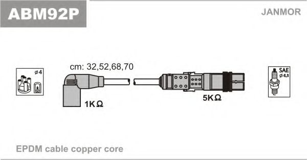 JANMOR ABM92P Комплект проводов зажигания для VOLKSWAGEN T5 (Фольксваген Т5) JANMOR ABM92P Комплект проводов зажигания для VOLKSWAGEN T5 (Фольксваген Т5)