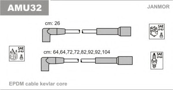 JANMOR AMU32 Комплект проводов зажигания для CHEVROLET VERANEIO (Шевроле Vэранэио) JANMOR AMU32 Комплект проводов зажигания для CHEVROLET VERANEIO (Шевроле Vэранэио)