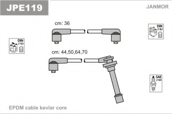 JANMOR JPE119 Комплект проводов зажигания для NISSAN PRIMERA (Ниссан Примера) JANMOR JPE119 Комплект проводов зажигания для NISSAN PRIMERA (Ниссан Примера)