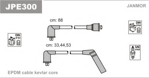 JANMOR JPE300 Комплект проводов зажигания для SUBARU (Субару) JANMOR JPE300 Комплект проводов зажигания для SUBARU (Субару)