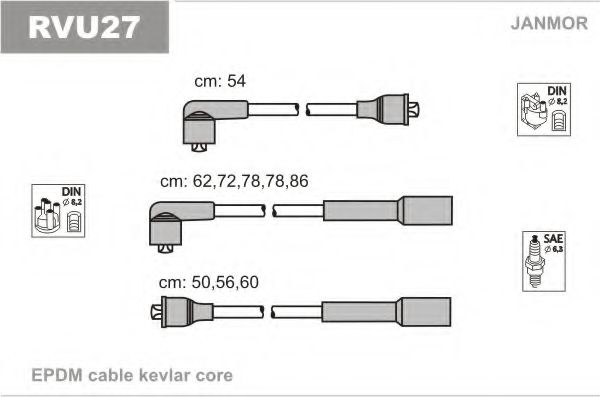 JANMOR RVU27 Комплект проводов зажигания для ROVER 2000-3500 (Ровер 2000-3500) JANMOR RVU27 Комплект проводов зажигания для ROVER 2000-3500 (Ровер 2000-3500)