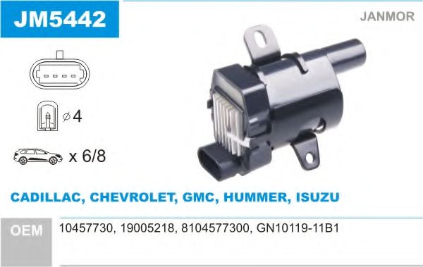JANMOR JM5442 Катушка зажигания для CHEVROLET TAHOE (Шевроле Тахоэ) JANMOR JM5442 Катушка зажигания для CHEVROLET TAHOE (Шевроле Тахоэ)