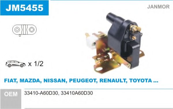 JANMOR JM5455 Катушка зажигания для DAIHATSU CHARADE I (Дайхатсу Чарадэ и) JANMOR JM5455 Катушка зажигания для DAIHATSU CHARADE I (Дайхатсу Чарадэ и)
