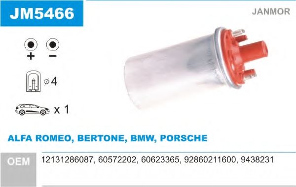 JANMOR JM5466 Катушка зажигания для BMW 7 (Бмв 7) JANMOR JM5466 Катушка зажигания для BMW 7 (Бмв 7)