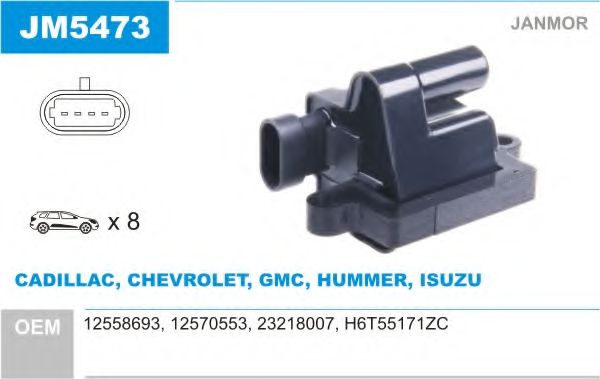 JANMOR JM5473 Катушка зажигания для CHEVROLET TAHOE (Шевроле Тахоэ) JANMOR JM5473 Катушка зажигания для CHEVROLET TAHOE (Шевроле Тахоэ)