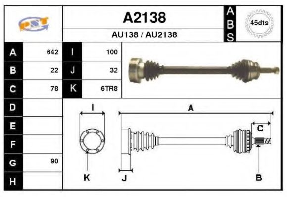 SNRA A2138 Приводной вал для AUDI 80 (Ауди 80) SNRA A2138 Приводной вал для AUDI 80 (Ауди 80)