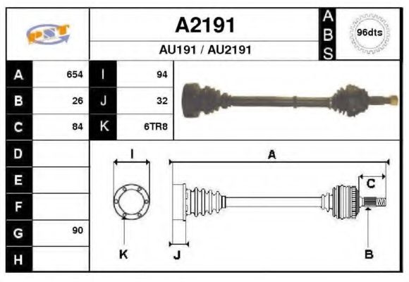 SNRA A2191 Приводной вал для AUDI 80 (Ауди 80) SNRA A2191 Приводной вал для AUDI 80 (Ауди 80)