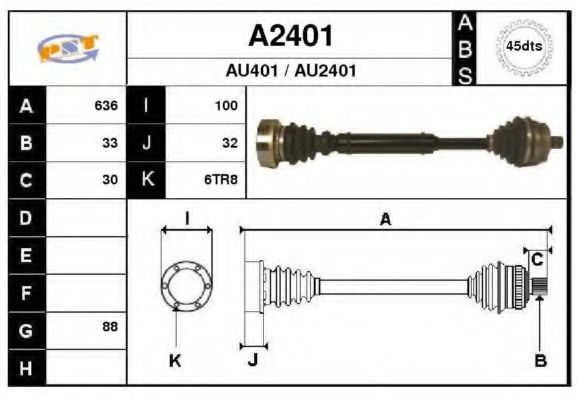 SNRA A2401 Приводной вал для AUDI A4 (Ауди А4) SNRA A2401 Приводной вал для AUDI A4 (Ауди А4)