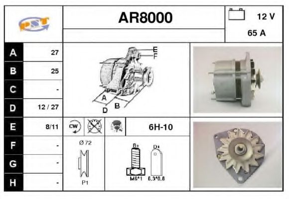SNRA AR8000 Генератор для ALFA-ROMEO (Алфа-ромэо) SNRA AR8000 Генератор для ALFA-ROMEO (Алфа-ромэо)