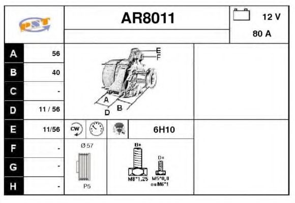 SNRA AR8011 Генератор для ALFA ROMEO 146 (Альфа ромео 146) SNRA AR8011 Генератор для ALFA ROMEO 146 (Альфа ромео 146)