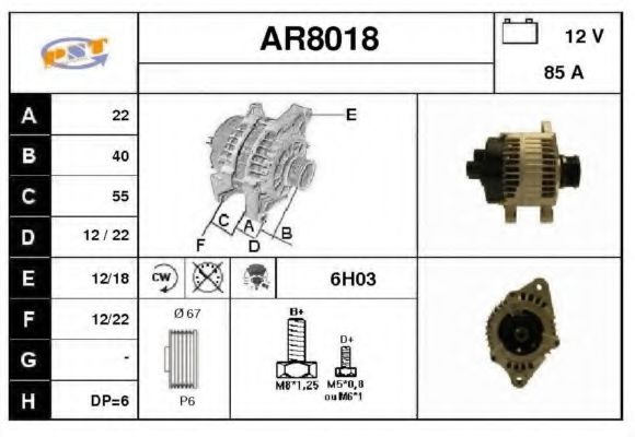SNRA AR8018 Генератор для LANCIA KAPPA (Лансиа/лянча Каппа) SNRA AR8018 Генератор для LANCIA KAPPA (Лансиа/лянча Каппа)