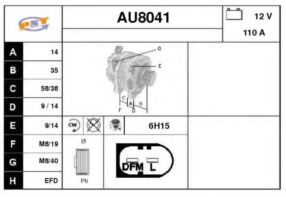 SNRA AU8041 Генератор для SEAT ALTEA (Сеат Алтэа) SNRA AU8041 Генератор для SEAT ALTEA (Сеат Алтэа)