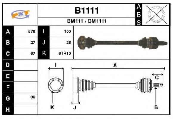 SNRA B1111 Приводной вал для BMW (Бмв) SNRA B1111 Приводной вал для BMW (Бмв)