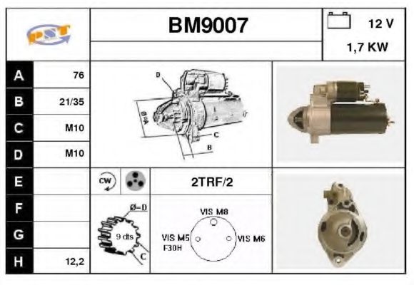 SNRA BM9007 Стартер для BMW 7 (Бмв 7) SNRA BM9007 Стартер для BMW 7 (Бмв 7)