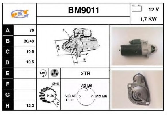 SNRA BM9011 Стартер для BMW 7 (Бмв 7) SNRA BM9011 Стартер для BMW 7 (Бмв 7)