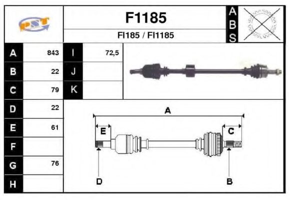 SNRA F1185 Приводной вал для FIAT 500 C (Фиат 500 c) SNRA F1185 Приводной вал для FIAT 500 C (Фиат 500 c)