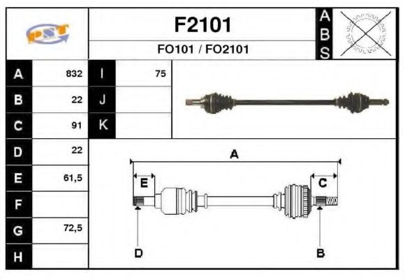 SNRA F2101 Приводной вал для FORD FIESTA (Форд Фиэста) SNRA F2101 Приводной вал для FORD FIESTA (Форд Фиэста)