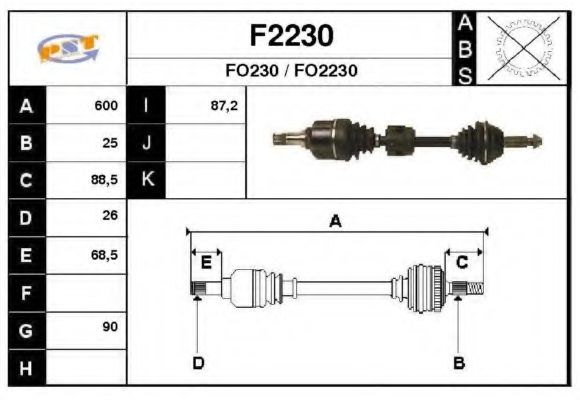 SNRA F2230 Приводной вал для FORD (Форд) SNRA F2230 Приводной вал для FORD (Форд)