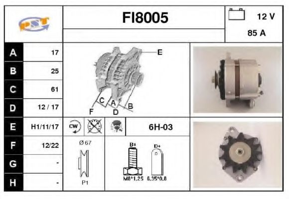 SNRA FI8005 Генератор для LANCIA (Лансиа/лянча) SNRA FI8005 Генератор для LANCIA (Лансиа/лянча)