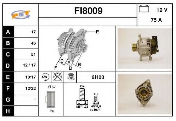 SNRA FI8009 Генератор для FIAT BRAVA (Фиат Брава) SNRA FI8009 Генератор для FIAT BRAVA (Фиат Брава)