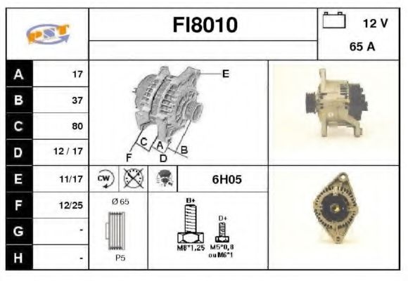 SNRA FI8010 Генератор для FIAT PUNTO (Фиат Пунто) SNRA FI8010 Генератор для FIAT PUNTO (Фиат Пунто)