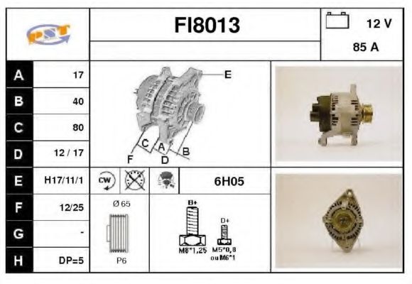 SNRA FI8013 Генератор для FIAT PUNTO (Фиат Пунто) SNRA FI8013 Генератор для FIAT PUNTO (Фиат Пунто)