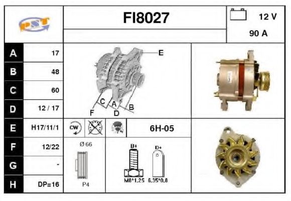 SNRA FI8027 Генератор для ALFA-ROMEO (Алфа-ромэо) SNRA FI8027 Генератор для ALFA-ROMEO (Алфа-ромэо)