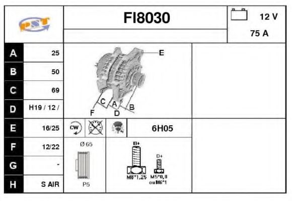 SNRA FI8030 Генератор для FIAT BRAVA (Фиат Брава) SNRA FI8030 Генератор для FIAT BRAVA (Фиат Брава)