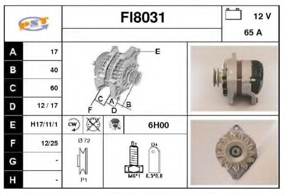 SNRA FI8031 Генератор для FIAT SUPERBRAVO (Фиат Супербраvо) SNRA FI8031 Генератор для FIAT SUPERBRAVO (Фиат Супербраvо)
