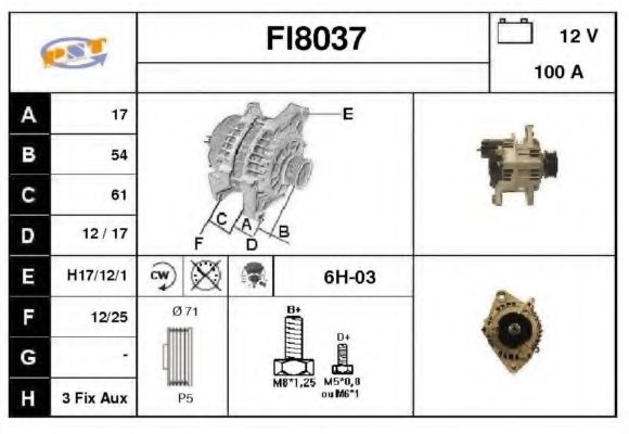 SNRA FI8037 Генератор для ALFA-ROMEO (Алфа-ромэо) SNRA FI8037 Генератор для ALFA-ROMEO (Алфа-ромэо)