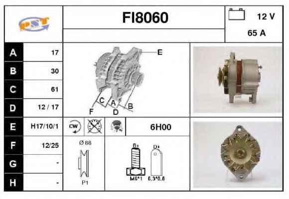 SNRA FI8060 Генератор для FIAT SUPERBRAVO (Фиат Супербраvо) SNRA FI8060 Генератор для FIAT SUPERBRAVO (Фиат Супербраvо)