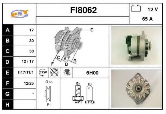 SNRA FI8062 Генератор для FIAT SUPERBRAVO (Фиат Супербраvо) SNRA FI8062 Генератор для FIAT SUPERBRAVO (Фиат Супербраvо)