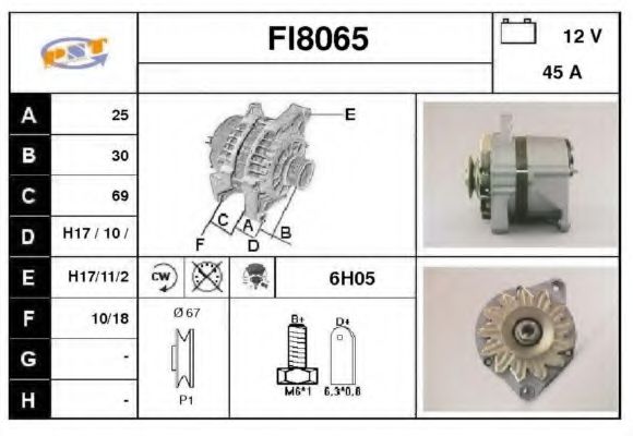 SNRA FI8065 Генератор для FIAT STRADA II (Фиат Страда 2) SNRA FI8065 Генератор для FIAT STRADA II (Фиат Страда 2)