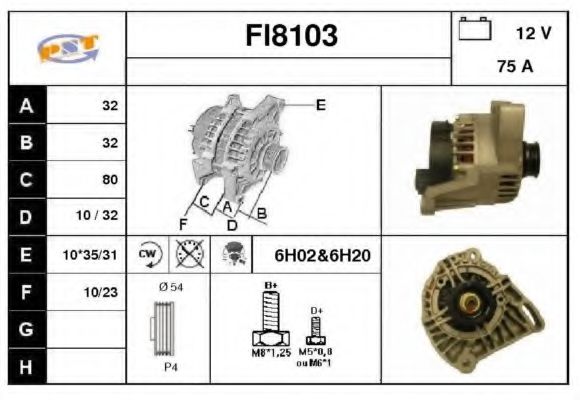 SNRA FI8103 Генератор для FIAT PALIO (Фиат Палио) SNRA FI8103 Генератор для FIAT PALIO (Фиат Палио)